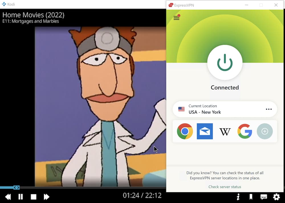 Hiding our Kodi activity from our ISP using ExpressVPN