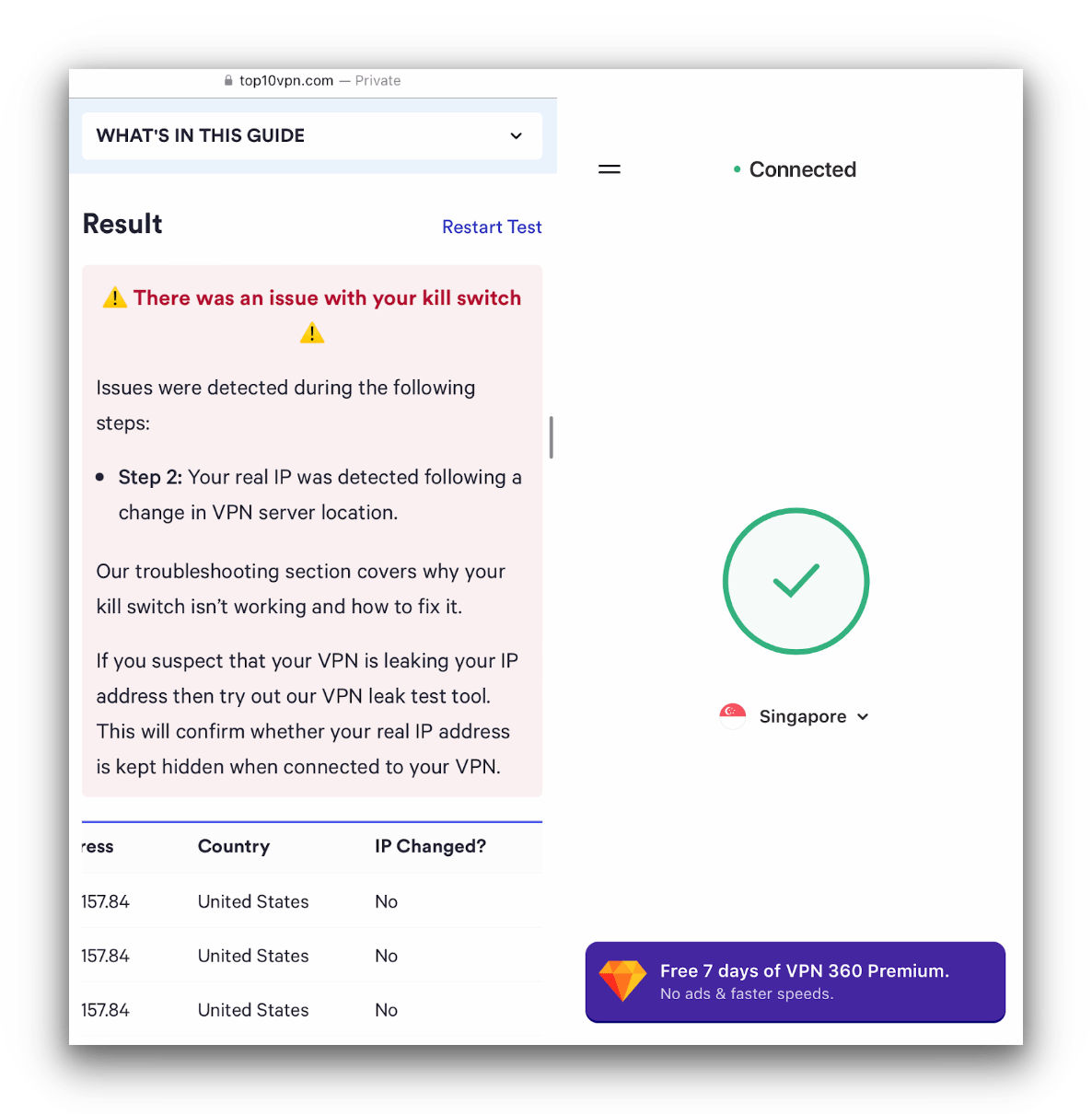 Our kill switch tool flagged VPN 360âs iOS app as faulty.