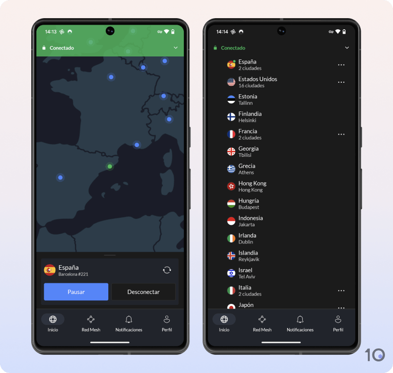 Aplicación de NordVPN para Android